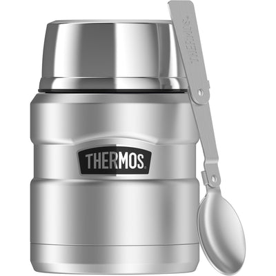 Thermos Stainless King 16 Ounce Food Jar with Folding Spoon, Stainless Steel