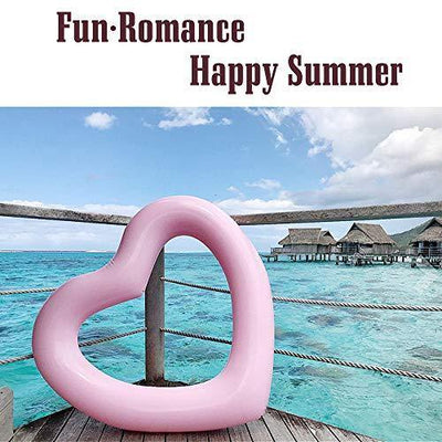 HeySplash Inflatable Swim Rings, 47.3" x 39.4" Heart Shaped Swimming Pool Float Loungers Tube, Water Fun Beach Party Toys for Kids, Adults - Pink - Mirela Mendoza
