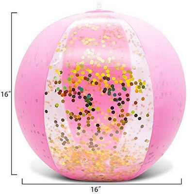Amor Inflatable Glitter Beach Ball 16" Accessory Confetti Pink - Mirela Mendoza
