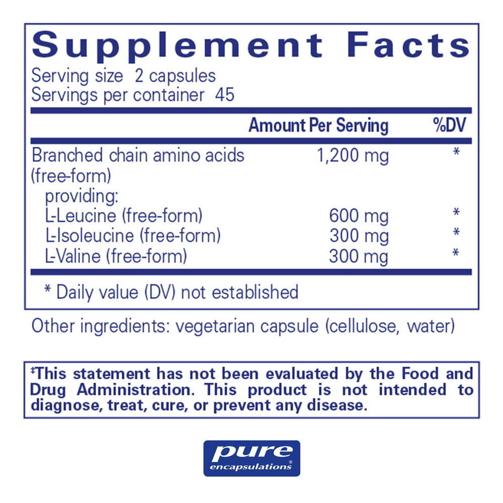 Pure Encapsulations - BCAA Capsules - Hypoallergenic Supplement to Support Muscle Function During Exercise* - 90 Capsules - Mirela Mendoza